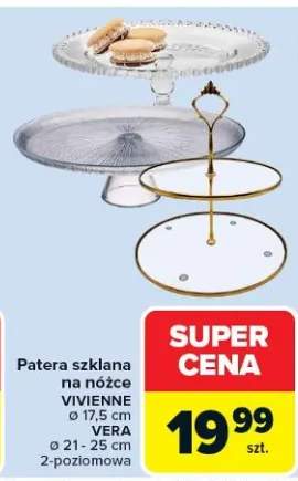 Patera szklana na nóżce VIVIENNE ø 17,5 cm ø 21 - 25 cm 2-poziomowa