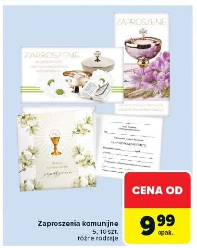 Zaproszenia komunijne 10 szt. różne rodzaje