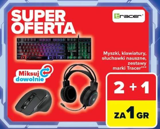 Myszki, klawiatury, słuchawki nauszne, zestawy marki Tracer