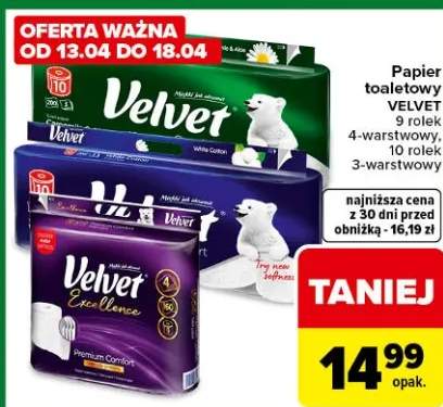 Papier toaletowy 9 rolek 4-warstwowy, 10 rolek 3-warstwowy