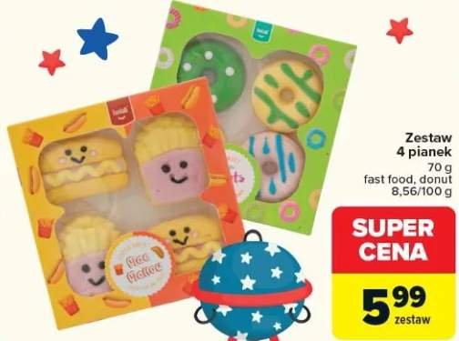 Zestaw 4 pianek fast food, donut