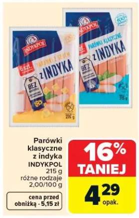 Parówki klasyczne z indyka