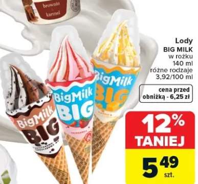 Lody big milk w rożku