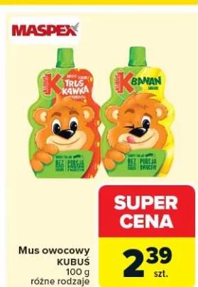 Mus owocowy Kubuś różne rodzaje