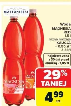 Woda Magnesia Red różne rodzaje