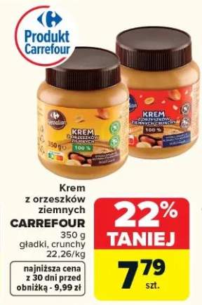 Krem z orzeszków ziemnych Carrefour gładki, crunchy