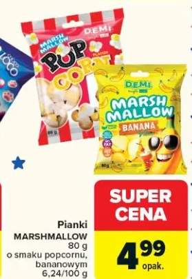 Pianki marshmallow o smaku popcornu, bananowym