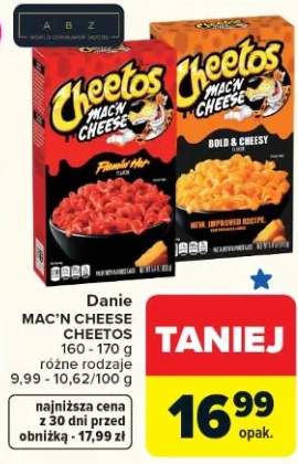 Danie Mac'n Cheese Cheetos różne rodzaje