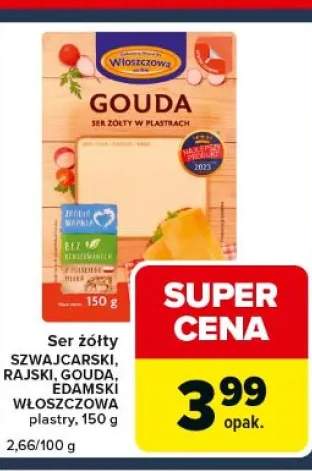 Ser żółty plastry szwajcarski, rajski, gouda, edamski