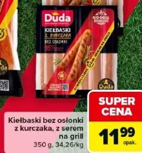 Kiełbaski bez osłonki z kurczaka, z serem na grill