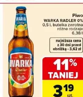 Piwo Radler 0% cytryna butelka zwrotna różne rodzaje
