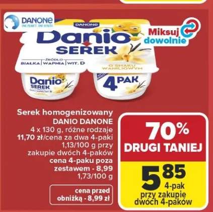 Serek homogenizowany Danio Danone