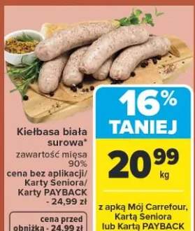 Kiełbasa biała surowa zawartość mięsa 90%