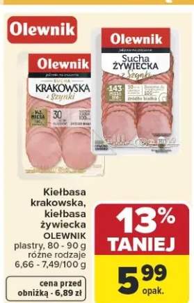 Kiełbasa żywiecka sucha Olewnik plastry