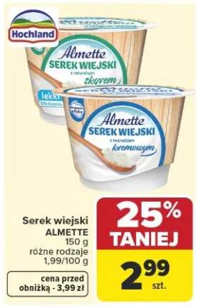 Serek wiejski Almette z naturalnym skyrem lekki 0% tłuszczu