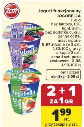 Jogurt funkcjonalny Jogobella Zott bez laktozy 0%