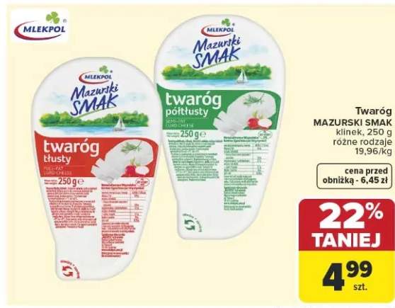 Twaróg tłusty Mazurski Smak Mlekpol klinek