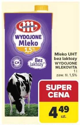 Mleko UHT bez laktozy Wydojone Mlekovita 1,5%