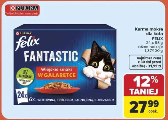 Karma mokra dla kota Felix Fantastic Wiejskie smaki w galaretce