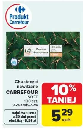 Chusteczki nawilżane Carrefour Soft 4-warstwowe