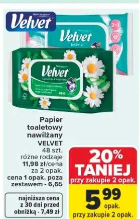 Papier toaletowy nawilżany Velvet Camomile & Aloe Vera