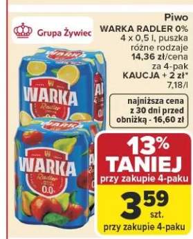Piwo bezalkoholowe Warka Radler 0%