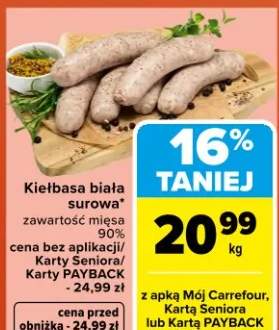 Kiełbasa biała surowa zawartość mięsa 90%