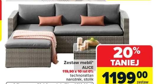 Zestaw mebli Alice technorattan narożnik stolik