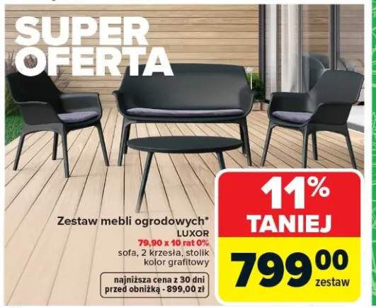Zestaw mebli ogrodowych Luxor sofa 2 krzesła stolik kolor grafitowy
