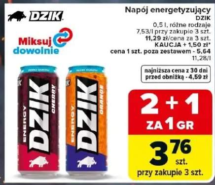 Napój energetyzujący Dzik Cherry Zero Cukru