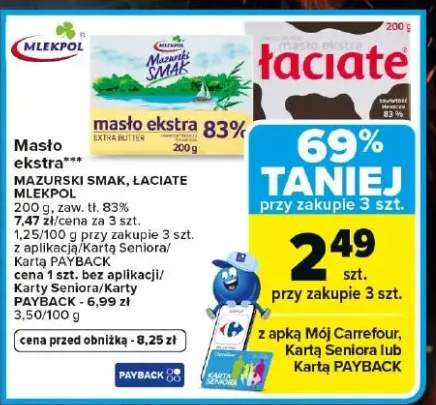 Masło ekstra Mazurski Smak Mlekpol 83%