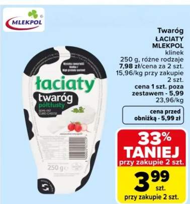 Twaróg Łaciaty Mlekpol klinek
