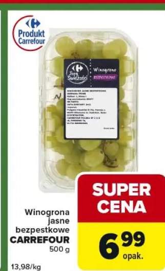 Winogrona jasne bezpestkowe Carrefour