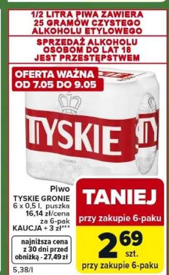 Piwo Tyskie Gronie zgrzewka 6x0,5l puszka