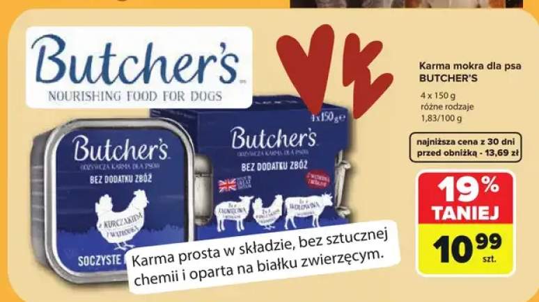 Karma mokra dla psa Butcher's bez dodatku zbóż