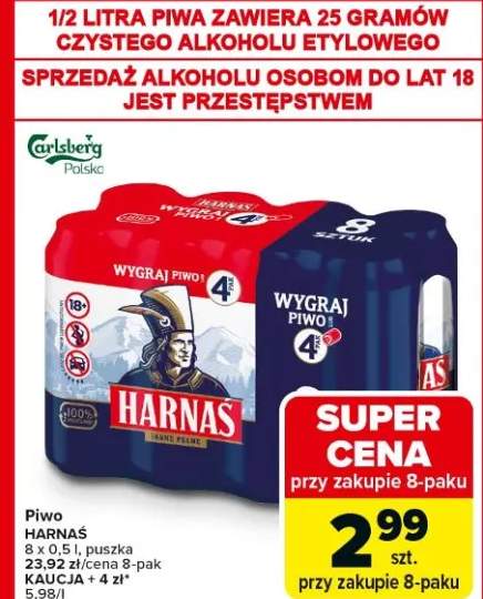Piwo Harnaś zgrzewka 8x0,5l puszka