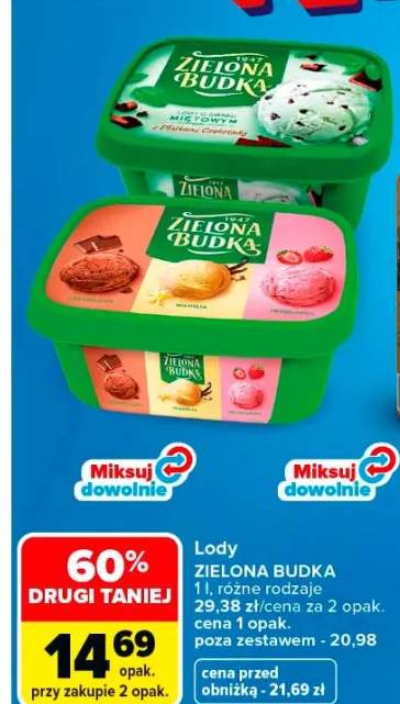 Lody o smaku miętowym z płatkami czekolady Zielona Budka