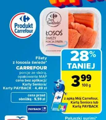 Filety z łososia świeże CARREFOUR porcje ze skórą