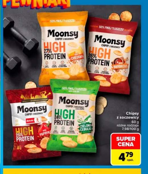 Chipsy z soczewicy Moonsy High Protein Cheddar