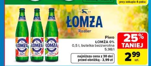 Piwo bezalkoholowe Łomża Radler 0,0% jabłko z wiśnią