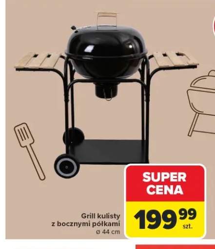 Grill kulisty z bocznymi półkami 44cm
