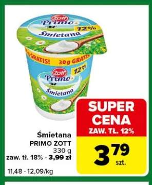 Śmietana PRIMO ZOTT zaw. tł. 12%