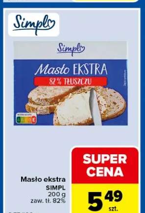 Masło ekstra SIMPL zaw. tł. 82%