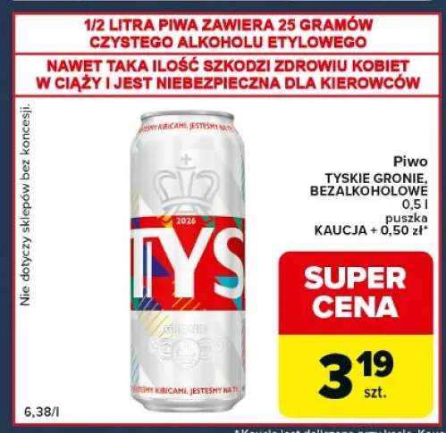 Piwo bezalkoholowe TYSKIE puszka