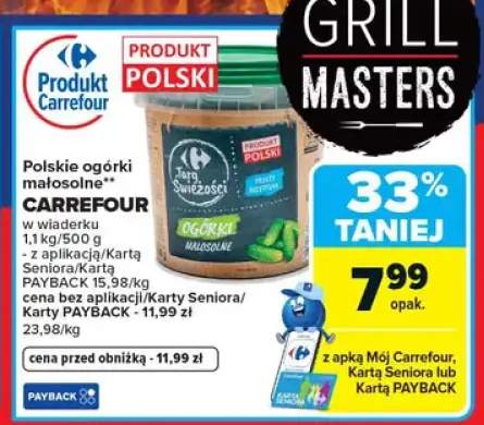 Polskie ogórki małosolne w wiaderku Carrefour