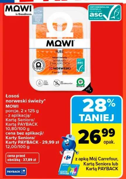 Łosoś norweski świeży MOWI porcje