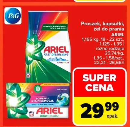 Proszek, kapsułki, żel do prania Ariel