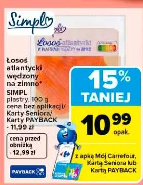 Łosoś atlantycki wędzony na zimno SIMPL plastry