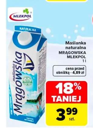 Maślanka naturalna Mrągowska Mlekpol
