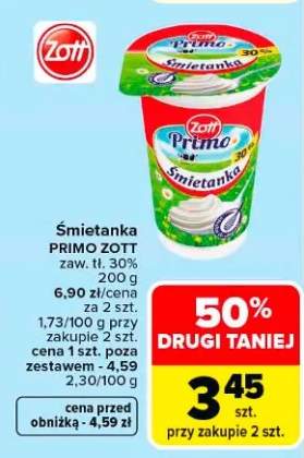 Śmietanka Primo Zott zaw. tł. 30%